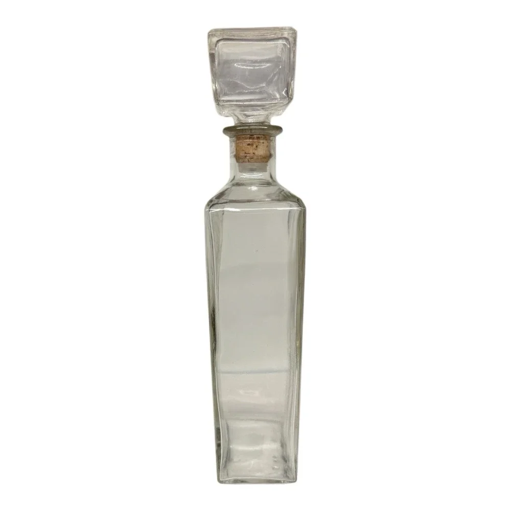 Spearpoint Ribbed Decanter Pressed Glass With Glass And Cork Stopper‎ c1960s